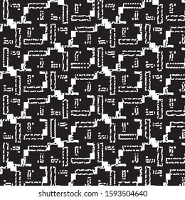 Abstract grunge grid stripe halftone background pattern. Black and white line vector illustration