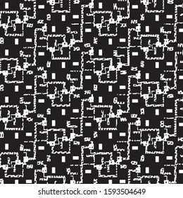 Abstract grunge grid stripe halftone background pattern. Black and white line vector illustration