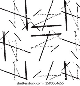 Abstract grunge grid stripe halftone background pattern. Black and white line vector illustration