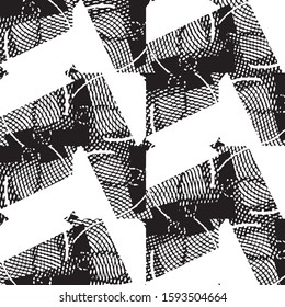 Abstract grunge grid stripe halftone background pattern. Black and white line vector illustration