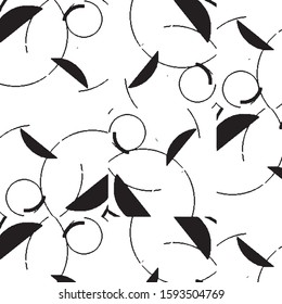 Abstract grunge grid stripe halftone background pattern. Black and white line vector illustration