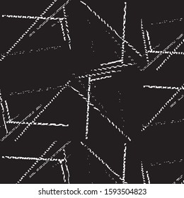 Abstract grunge grid stripe halftone background pattern. Black and white line vector illustration