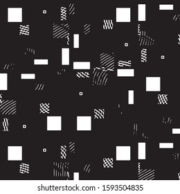Abstract grunge grid stripe halftone background pattern. Black and white line vector illustration