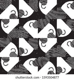 Abstract grunge grid stripe halftone background pattern. Black and white line vector illustration