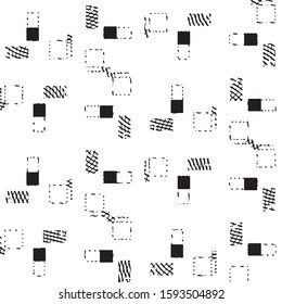Abstract grunge grid stripe halftone background pattern. Black and white line vector illustration