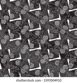 Abstract grunge grid stripe halftone background pattern. Black and white line vector illustration