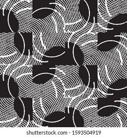 Abstract grunge grid stripe halftone background pattern. Black and white line vector illustration