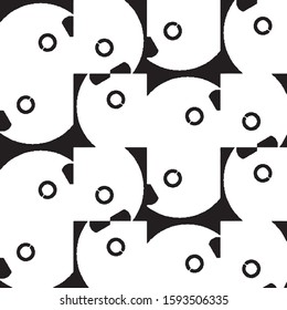 Abstract grunge grid stripe halftone background pattern. Black and white line vector illustration
