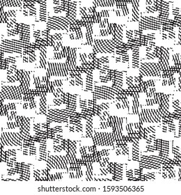 Abstract grunge grid stripe halftone background pattern. Black and white line vector illustration