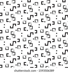 Abstract grunge grid stripe halftone background pattern. Black and white line vector illustration