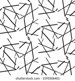 Abstract grunge grid stripe halftone background pattern. Black and white line vector illustration