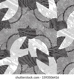 Abstract grunge grid stripe halftone background pattern. Black and white line vector illustration