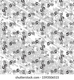 Abstract grunge grid stripe halftone background pattern. Black and white line vector illustration
