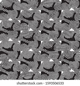 Abstract grunge grid stripe halftone background pattern. Black and white line vector illustration