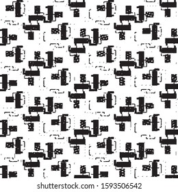 Abstract grunge grid stripe halftone background pattern. Black and white line vector illustration