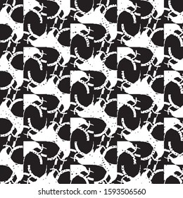 Abstract grunge grid stripe halftone background pattern. Black and white line vector illustration