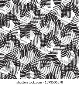 Abstract grunge grid stripe halftone background pattern. Black and white line vector illustration