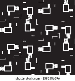 Abstract grunge grid stripe halftone background pattern. Black and white line vector illustration