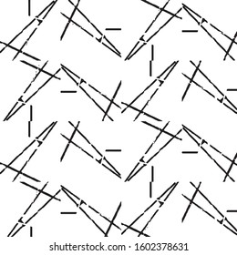 Abstract grunge grid stripe halftone background pattern. Black and white line vector illustration