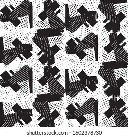 Abstract grunge grid stripe halftone background pattern. Black and white line vector illustration