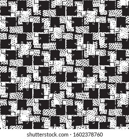 Abstract grunge grid stripe halftone background pattern. Black and white line vector illustration