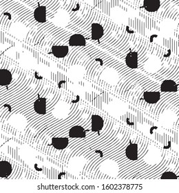 Abstract grunge grid stripe halftone background pattern. Black and white line vector illustration