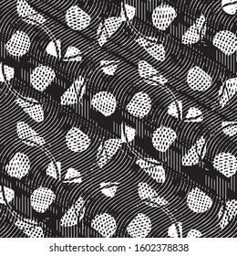 Abstract grunge grid stripe halftone background pattern. Black and white line vector illustration