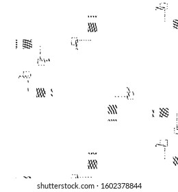 Abstract grunge grid stripe halftone background pattern. Black and white line vector illustration
