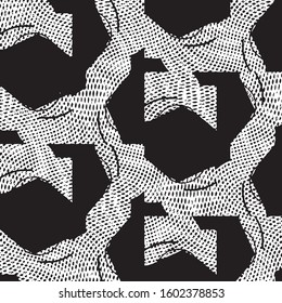Abstract grunge grid stripe halftone background pattern. Black and white line vector illustration