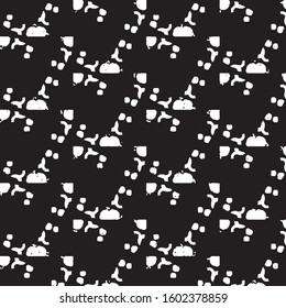 Abstract grunge grid stripe halftone background pattern. Black and white line vector illustration