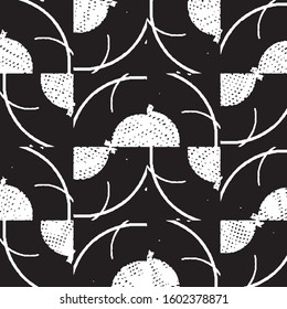 Abstract grunge grid stripe halftone background pattern. Black and white line vector illustration