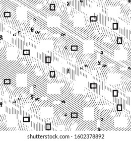 Abstract grunge grid stripe halftone background pattern. Black and white line vector illustration