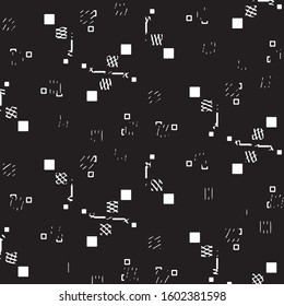 Abstract grunge grid stripe halftone background pattern. Black and white line vector illustration