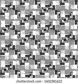 Abstract grunge grid stripe halftone background pattern. Black and white line vector illustration