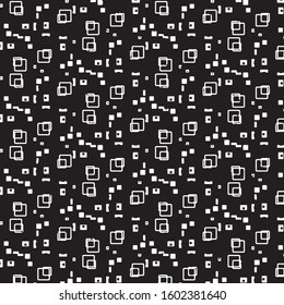 Abstract grunge grid stripe halftone background pattern. Black and white line vector illustration