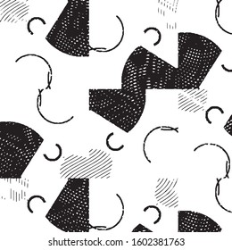Abstract grunge grid stripe halftone background pattern. Black and white line vector illustration