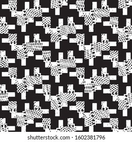 Abstract grunge grid stripe halftone background pattern. Black and white line vector illustration