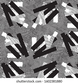 Abstract grunge grid stripe halftone background pattern. Black and white line vector illustration