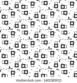 Abstract grunge grid stripe halftone background pattern. Black and white line vector illustration