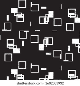 Abstract grunge grid stripe halftone background pattern. Black and white line vector illustration