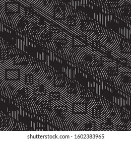 Abstract grunge grid stripe halftone background pattern. Black and white line vector illustration