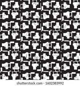 Abstract grunge grid stripe halftone background pattern. Black and white line vector illustration