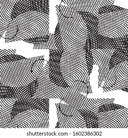 Abstract grunge grid stripe halftone background pattern. Black and white line vector illustration