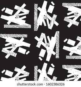 Abstract grunge grid stripe halftone background pattern. Black and white line vector illustration