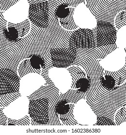 Abstract grunge grid stripe halftone background pattern. Black and white line vector illustration