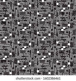Abstract grunge grid stripe halftone background pattern. Black and white line vector illustration