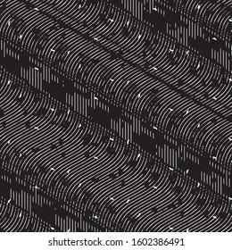 Abstract grunge grid stripe halftone background pattern. Black and white line vector illustration