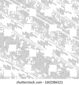 Abstract grunge grid stripe halftone background pattern. Black and white line vector illustration