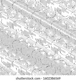 Abstract grunge grid stripe halftone background pattern. Black and white line vector illustration