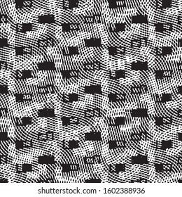 Abstract grunge grid stripe halftone background pattern. Black and white line vector illustration